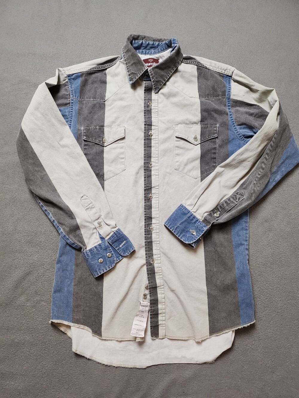 Vintage Wrangler Western Shirt Men's M Striped Colorblock Button Front USA